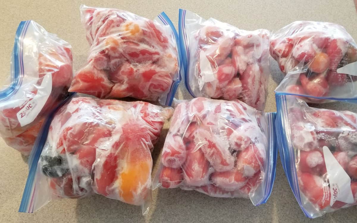 bags of frozen tomatoes