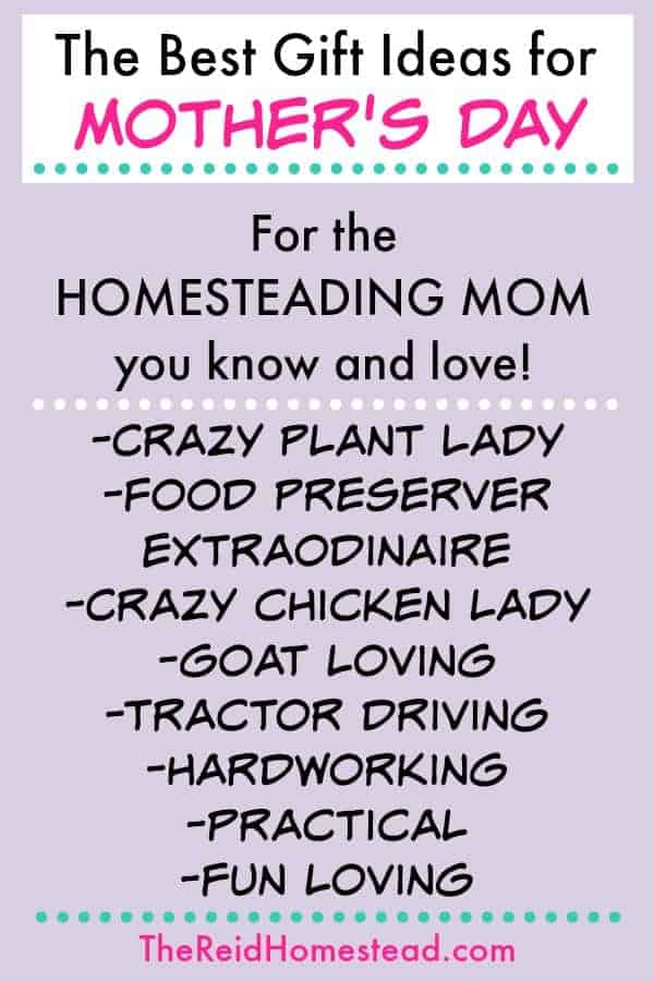 Mother's Day is almost here! Do you know what you are getting your hard working fun loving homesteading mama? Here is an awesome gift list to give you some great ideas! ~The Reid Homestead #mothersday #giftguide #homesteadmom #homesteadinggifts