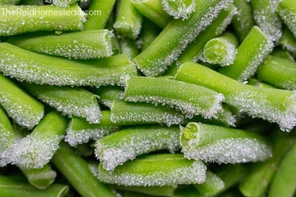 pile of frozen string beans