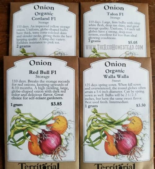 packets of oniions seed