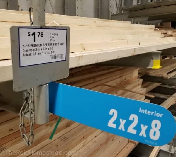 2x2x8's for sale at Lowes