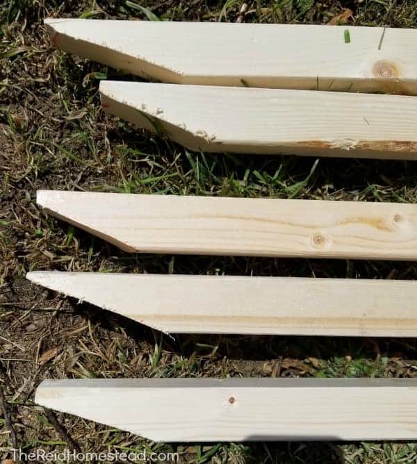 2x2x8 posts after sawing angled end bits