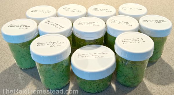 jars of garlic scape pesto