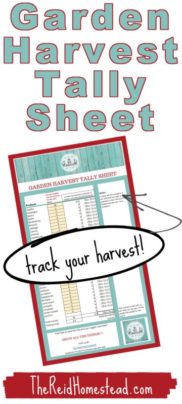 Garden Harvest Tally Spreadsheet - The Reid Homestead