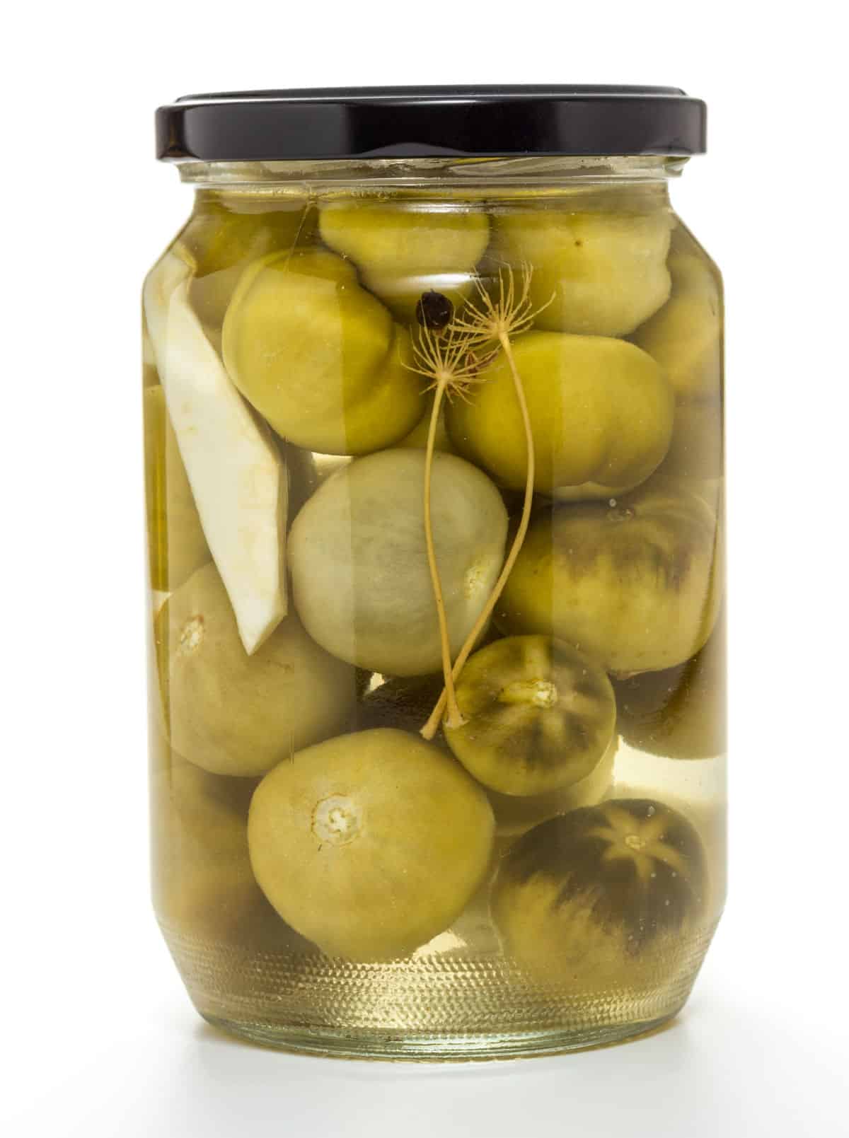 a jar of pickled tomatoes