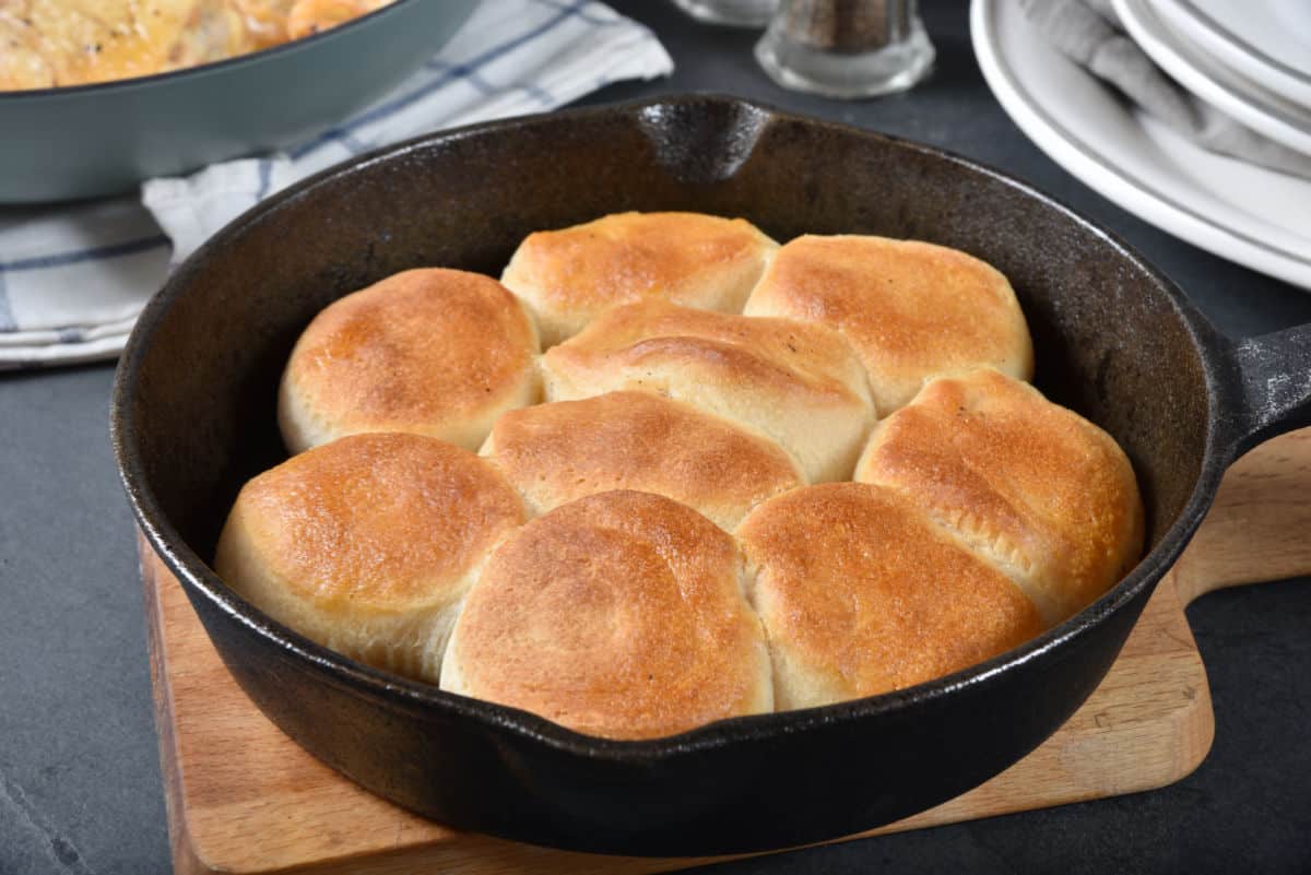 home made biscuits in a cast iron pan