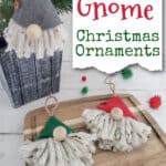 3 finished diy gnome yarn christmas ornaments, text overlay DIY Gnome Christmas Ornaments