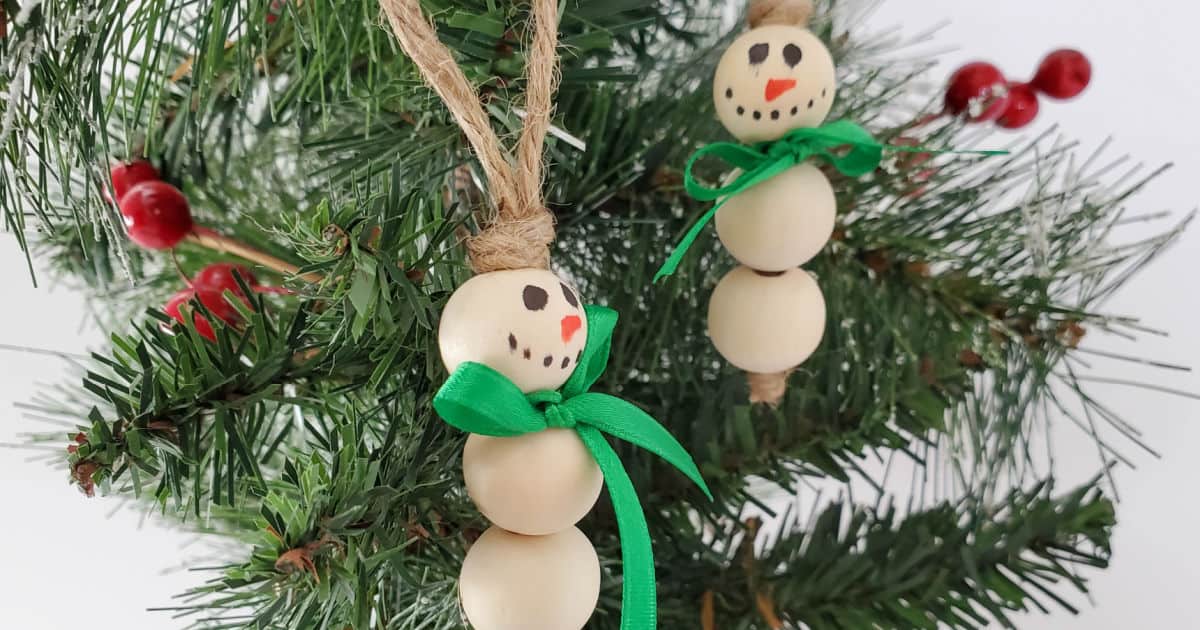 Easy DIY Snowman Wood Bead Ornament Tutorial